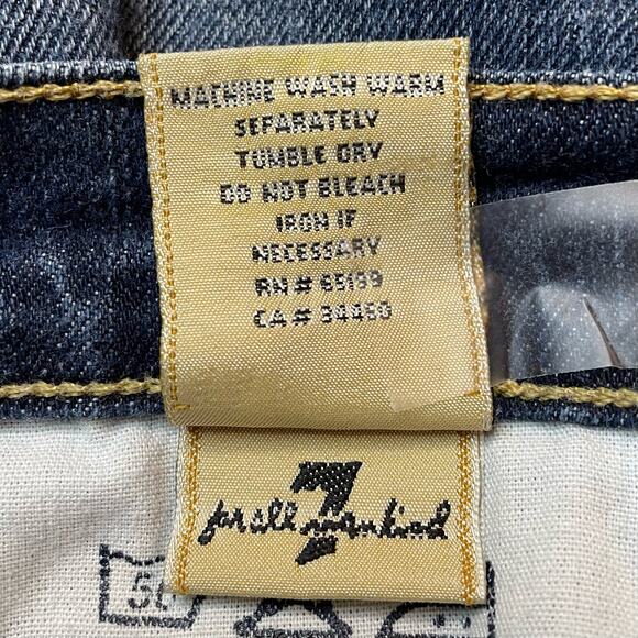 7 FOR ALL MANKIND WESTERN BOHO STRAIGHT BOYCUT BUTTON FLY DENIM JEANS SIZE 27 - Picture 7 of 8